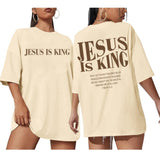 Oversized Tshirts for Women Christian Jesus is King Shirt Faith Religious Sayings Tees Loose Casual Bible Verse Tops