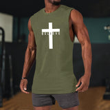 Weiyuqi Christian Tank Top for Men Jesus Cross Shirts Believe Printed Faith Sleeveless Graphic Tee Workout Muscle Shirt