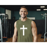 Weiyuqi Christian Tank Top for Men Jesus Cross Shirts Believe Printed Faith Sleeveless Graphic Tee Workout Muscle Shirt