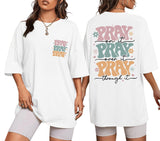 Christian Shirts for Women Oversized Jesus Faith Pray T Shirts Religious Saying Bible Verse Inspirational Tee Tops
