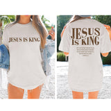 Oversized Tshirts for Women Christian Jesus is King Shirt Faith Religious Sayings Tees Loose Casual Bible Verse Tops