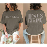 Oversized Tshirts for Women Christian Jesus is King Shirt Faith Religious Sayings Tees Loose Casual Bible Verse Tops