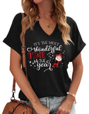 Christmas Shirts Women Merry Christmas Letter T-Shirt Christmas Graphic Shirt Xmas Holiday Casual V Neck Short Sleeve Tops