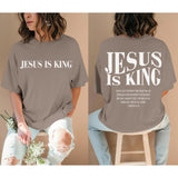 Oversized Tshirts for Women Christian Jesus is King Shirt Faith Religious Sayings Tees Loose Casual Bible Verse Tops