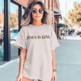 Oversized Tshirts for Women Christian Jesus is King Shirt Faith Religious Sayings Tees Loose Casual Bible Verse Tops
