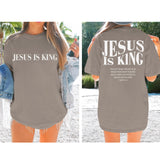 Oversized Tshirts for Women Christian Jesus is King Shirt Faith Religious Sayings Tees Loose Casual Bible Verse Tops