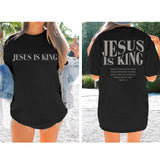 Oversized Tshirts for Women Christian Jesus is King Shirt Faith Religious Sayings Tees Loose Casual Bible Verse Tops