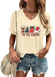 Women Christmas V Neck Shirt: Christmas Tree Tshirt Xmas Buffalo Plaid Shirt Casual Holiday Tee Tops