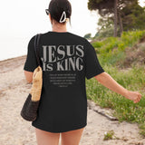 Oversized Tshirts for Women Christian Jesus is King Shirt Faith Religious Sayings Tees Loose Casual Bible Verse Tops
