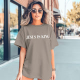 Oversized Tshirts for Women Christian Jesus is King Shirt Faith Religious Sayings Tees Loose Casual Bible Verse Tops