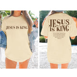Oversized Tshirts for Women Christian Jesus is King Shirt Faith Religious Sayings Tees Loose Casual Bible Verse Tops