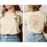 Christian Shirts for Women Pray Bible Verse Cross Graphic Shirt Faith Religious Vintage Shirts Floral Boho Tops