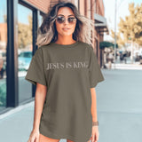Oversized Tshirts for Women Christian Jesus is King Shirt Faith Religious Sayings Tees Loose Casual Bible Verse Tops