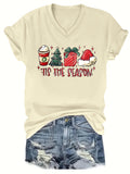 Women Christmas V Neck Shirt: Christmas Tree Tshirt Xmas Buffalo Plaid Shirt Casual Holiday Tee Tops