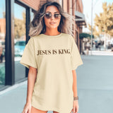 Oversized Tshirts for Women Christian Jesus is King Shirt Faith Religious Sayings Tees Loose Casual Bible Verse Tops