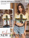 Christian T-Shirt Women Crewneck Short Sleeve Cross Letter Print Graphic Tops