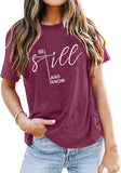 ASTANFY Christian Shirt Women Be Still and Know T-Shirt Inspirational Easter Jesus Short Sleeve Casual Tee Tops