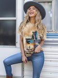 Christian T-Shirt Women Crewneck Short Sleeve Cross Letter Print Graphic Tops