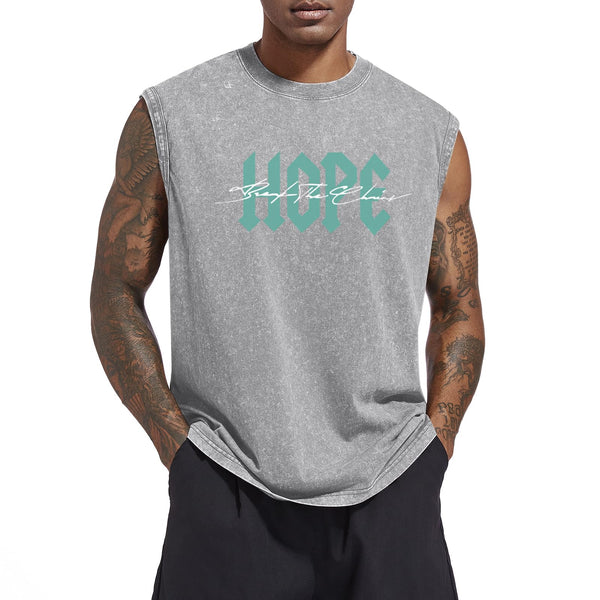 Christian Faith Tank Top for Men Jesus Positive Graphic Shirt Vintage Acid Wash Sleeveless Tee Workout Muscle Tshirt