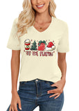 Women Christmas V Neck Shirt: Christmas Tree Tshirt Xmas Buffalo Plaid Shirt Casual Holiday Tee Tops