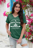 Christmas Shirts Women Merry Christmas Letter T-Shirt Christmas Graphic Shirt Xmas Holiday Casual V Neck Short Sleeve Tops