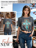 Christian T-Shirt Women Crewneck Short Sleeve Cross Letter Print Graphic Tops