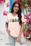 Christmas Shirts Women Merry Christmas Letter T-Shirt Christmas Graphic Shirt Xmas Holiday Casual V Neck Short Sleeve Tops