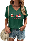 Women Christmas V Neck Shirt: Christmas Tree Tshirt Xmas Buffalo Plaid Shirt Casual Holiday Tee Tops