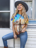 Christian T-Shirt Women Crewneck Short Sleeve Cross Letter Print Graphic Tops