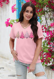 Christmas Shirts Women Merry Christmas Letter T-Shirt Christmas Graphic Shirt Xmas Holiday Casual V Neck Short Sleeve Tops