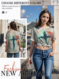 Christian T-Shirt Women Crewneck Short Sleeve Cross Letter Print Graphic Tops