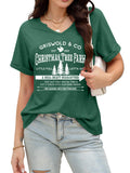 Christmas Shirts Women Merry Christmas Letter T-Shirt Christmas Graphic Shirt Xmas Holiday Casual V Neck Short Sleeve Tops