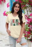 Christmas Shirts Women Merry Christmas Letter T-Shirt Christmas Graphic Shirt Xmas Holiday Casual V Neck Short Sleeve Tops