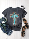 Christian T-Shirt Women Crewneck Short Sleeve Cross Letter Print Graphic Tops