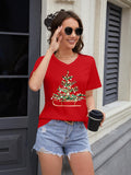 Women Christmas V Neck Shirt: Christmas Tree Tshirt Xmas Buffalo Plaid Shirt Casual Holiday Tee Tops