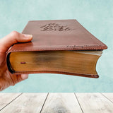 Hand Lettered and Laser Engraved ESV Large Print Bible, Red Letter, Brown Cover, Includes Option to add Engraved Name, Personalized Gift for Wedding, Baptism, Graduation or Birthday…