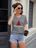 Women Christmas V Neck Shirt: Christmas Tree Tshirt Xmas Buffalo Plaid Shirt Casual Holiday Tee Tops
