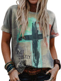 Christian T-Shirt Women Crewneck Short Sleeve Cross Letter Print Graphic Tops