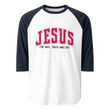 The Christian Store – Unisex 3/4 Sleeve Raglan Shirt with Jesus Logo