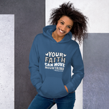 The Christian Store – Women’s Blue Hoodie “Your Faith Can Move Mountains” | Inspirational Christian Sweatshirt